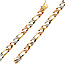 6mm Men's 14K Tricolor Gold Nugget Oval Figaro Link Chain Bracelet 8in