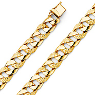 Men's 11mm 14K Yellow Gold Nugget Curb Cuban Link Chain Bracelet 8.5in