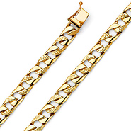 7mm Men's 14K Yellow Gold Nugget Oval Curb Cuban Link Chain Bracelet 8in