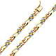 6mm Men's 14K Tricolor Gold Oval Nugget Figaro Chain Bracelet 7in thumb 0