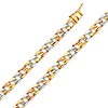 6mm Men's 14K TriGold Nugget Curb Cuban Link Bracelet 7in