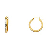 14K Yellow Gold Petite Round CZ Hoop Earrings - 15mm or 0.57 inch