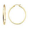 14K Yellow Gold Medium Diamond-Cut Hinge Hoop Earrings - 1.5mm x 1.1 inch