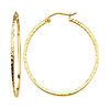 14K Yellow Gold Medium Diamond-Cut Hinge Hoop Earrings - 1.5mm x 1.3 inch