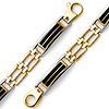 Men's 10mm 14K Two-Tone Gold Black Enamel Rectangle Mesh Link Bracelet 8in