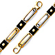8mm Men's 14K Two-Tone Gold Black Enamel Rectangle Peg Link Bracelet 8in thumb 0