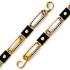 8mm Men's 14K Two-Tone Gold Black Enamel Rectangle Peg Link Bracelet 8in