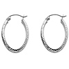 Small Faceted Oval Hoop Earrings - 14K White Gold