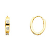 Button Design Oval Polished 14K Two-Tone Gold Huggie Earrings 2mm x 10mm