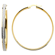 Shimmer Satin Large Hoop Earrings - 14K Two-Tone Gold 4mm x 1.8 inch