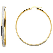 Shimmer Satin Medium Hoop Earrings - 14K Two-Tone Gold 4mm x 1.1 inch