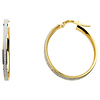 Shimmer Satin Medium Hoop Earrings - 14K Two-Tone Gold 4mm x 0.9 inch