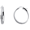 Shimmer Satin Medium Hoop Earrings - 14K White Gold 4mm x 0.9 inch