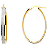 Shimmer Satin Medium Oval Hoop Earrings - 14K Two-Tone Gold