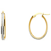Shimmer Satin Small Oval Hoop Earrings - 14K Two-Tone Gold