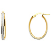 Shimmer Satin Small Oval Hoop Earrings - 14K Two-Tone Gold
