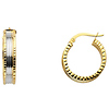 Faceted Wide Small Hoop Earrings - 14K Two-Tone Gold 6mm x 0.7 inch