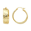 14K Yellow Gold Medium Crisscross Diamond-Cut Hoop Earrings - 7mm x 0.9in