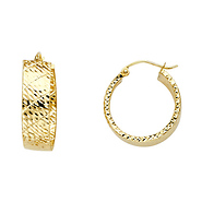 14K Yellow Gold Small Crisscross Diamond-Cut Hoop Earrings - 7mm x 0.7in