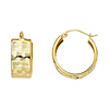 14K Yellow Gold Small Basket Diamond-Cut Design Hoop Earrings - 7mm x 0.7