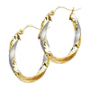 14K Two-Tone Gold Oval Twisted Hoop Earrings