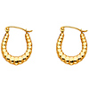 Small 14K Yellow Gold Crescent Ribbed Hoop Earrings