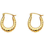 Small 14K Yellow Gold Crescent Ribbed Hoop Earrings