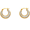 Petite 14K Two-Tone Gold Milgrain Hoop Earrings - 15mm x 0.5 inches