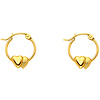 Petite 14K Yellow Gold Double-Heart Hoop Earrings - 12mm or 0.4 inches