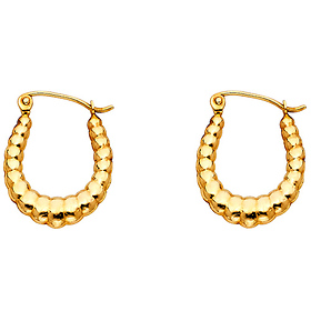 Petite 14K Yellow Gold Crescent Ribbed Hoop Earrings