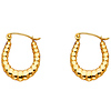 Petite 14K Yellow Gold Crescent Ribbed Hoop Earrings