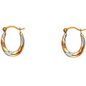 Petite 14K TriGold Oval Crescent Hoop Earrings