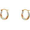 Petite 14K Tricolor Gold Oval Crescent Hoop Earrings