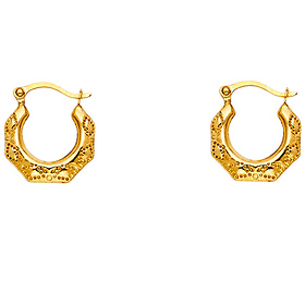 Petite 14K Yellow Filigree Hoop Earrings - 13mm or 0.5 inches ...