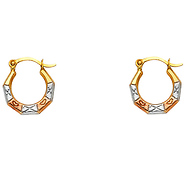 Petite 14K Tricolor Crisscross & Heart Hoop Earrings - 12mm or 0.4 inches