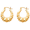 Medium 14K Yellow Gold Crescent Ribbed Brushed Hoop Earrings