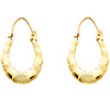 Small 14K Yellow Gold Ribbed Oval Hoop Earrings