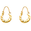 Small Swirl Textured Hoop Earrings - 14K Yellow Gold