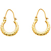 Small Zigzag Diamond-Cut Hoop Earrings - 14K Yellow Gold