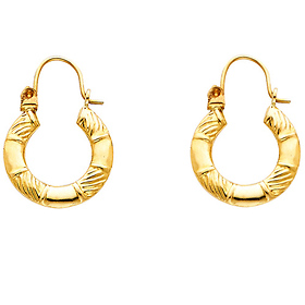 Fancy Swirl Small Hoop Earrings - 14K Yellow Gold