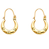 Small High Polished with Hearts Hoop Earrings - 14K Yellow Gold