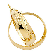 Thick Diamond-Cut Star Medium Bangle Hoop Earrings - 14K Yellow Gold