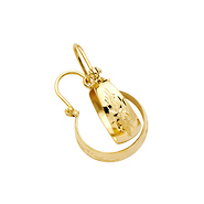 Thick Diamond-Cut Star Petite Bangle Hoop Earrings - 14K Yellow Gold