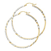 Medium Diamond-Cut Twisted Hoop Earrings - 14K Two-Tone Gold 2mm x 1.3 inch