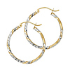 Small Diamond-Cut Twisted Hoop Earrings - 14K Two-Tone Gold 2mm x 0.7 inch
