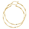 Large Polished Twisted Hoop Earrings - 14K Yellow Gold 1.5mm x 1.7 inch
