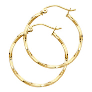 Small Polished Twisted Hoop Earrings - 14K Yellow Gold 1.5mm x 0.9 inch
