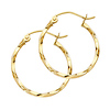 Small Polished Twisted Hoop Earrings - 14K Yellow Gold 1.5mm x 0.7 inch