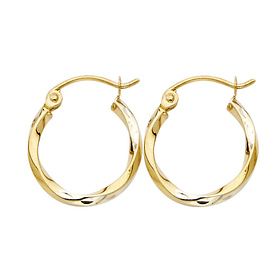 Petite Polished Twisted Hoop Earrings - 14K Yellow Gold 1.5mm x 0.5 inch
