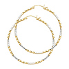 Medium Twisted Diamond-Cut Hoop Earrings - 14K Two-Tone Gold 2mm x 1.3 inch